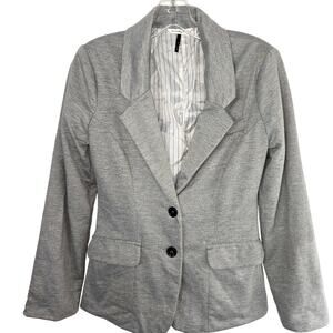 Check Stripe Women's Blazer Gray Suit Coat Patch Sleeve Misses Size 4 6 Jacket S
